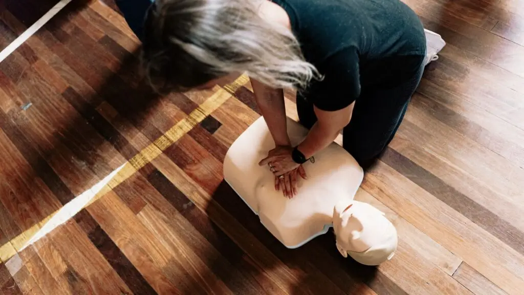 CPR training demonstration on mannequin
